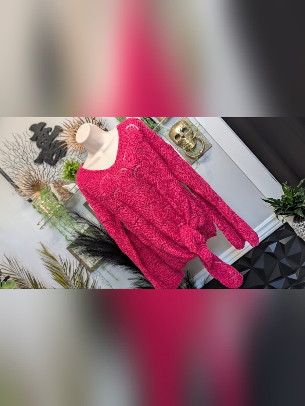 Elsamanda Hot Pink Mohair Wool Blend Sweater LG